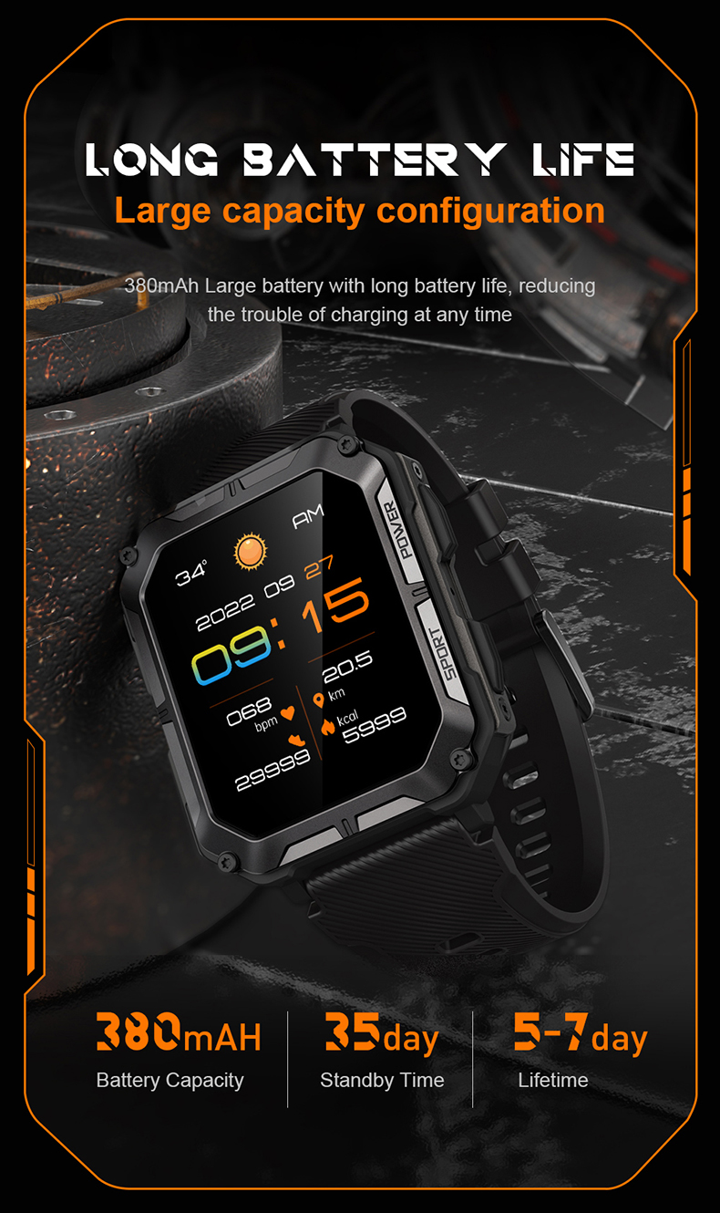 Philippe Palmer Smart Watch LP67 Black Orange - 19