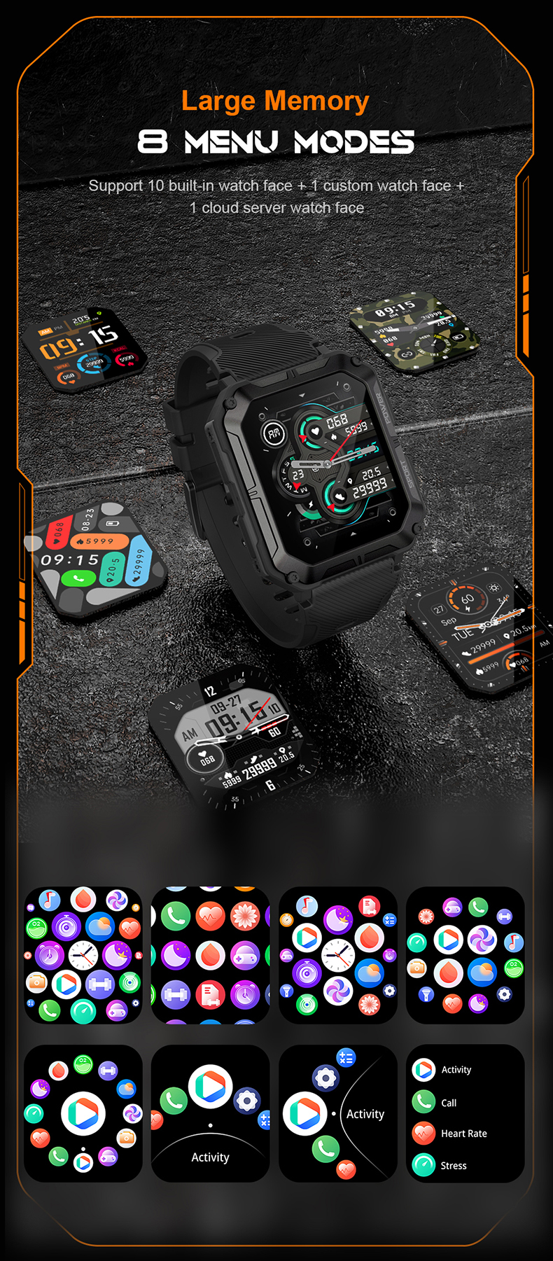Philippe Palmer Smart Watch LP67 Black Orange - 23