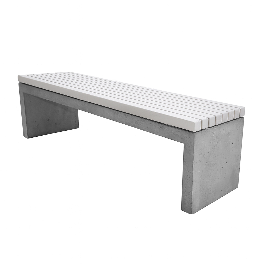 Parkbenk - Betongbenk Pion, Hvitmalt furu