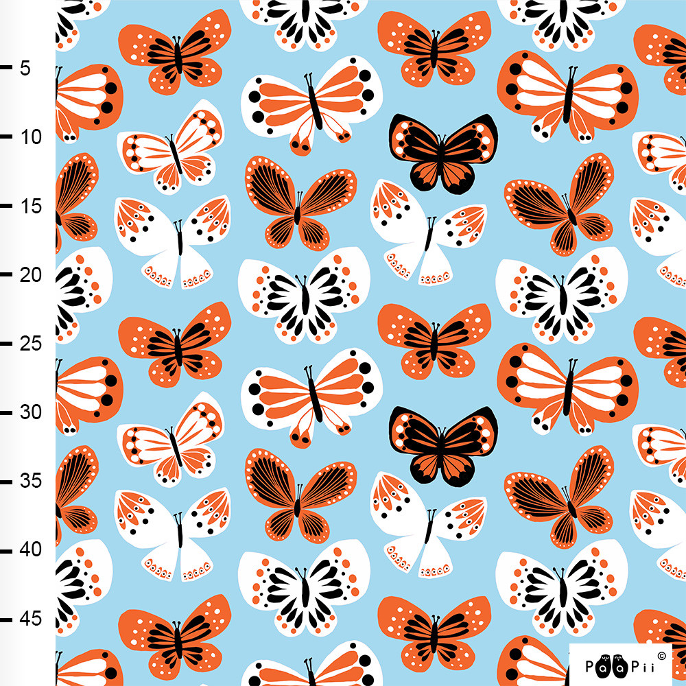 BUTTERFLIES - LIGHT BLUE/ORANGE