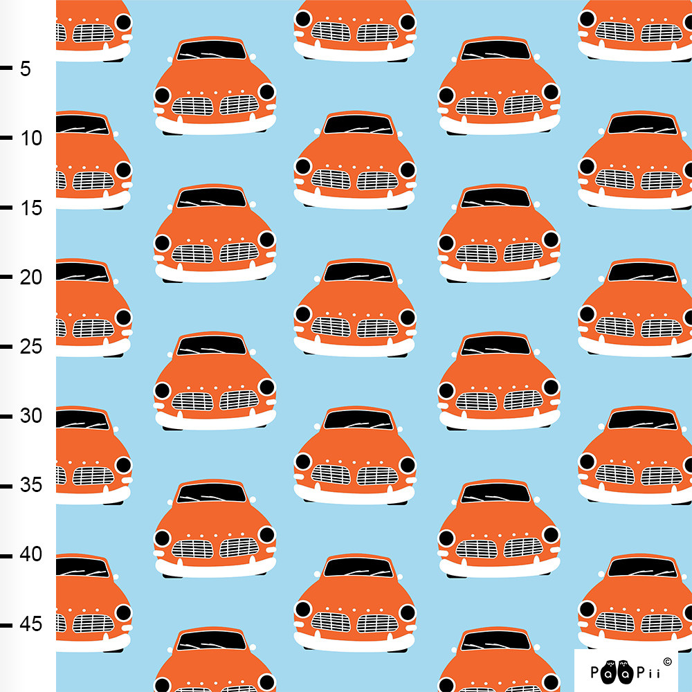VINTAGE CARS - LIGHT BLUE/ORANGE