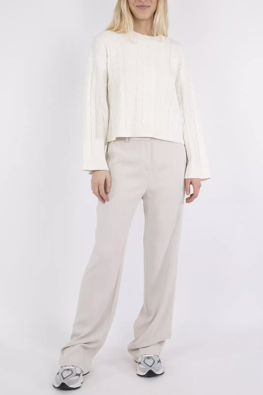 Neo Noir - Hazel Cable Knit Blouse  White - 2