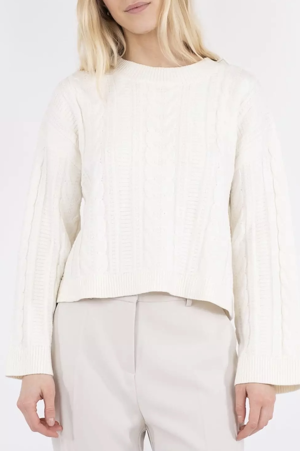 Neo Noir - Hazel Cable Knit Blouse  White
