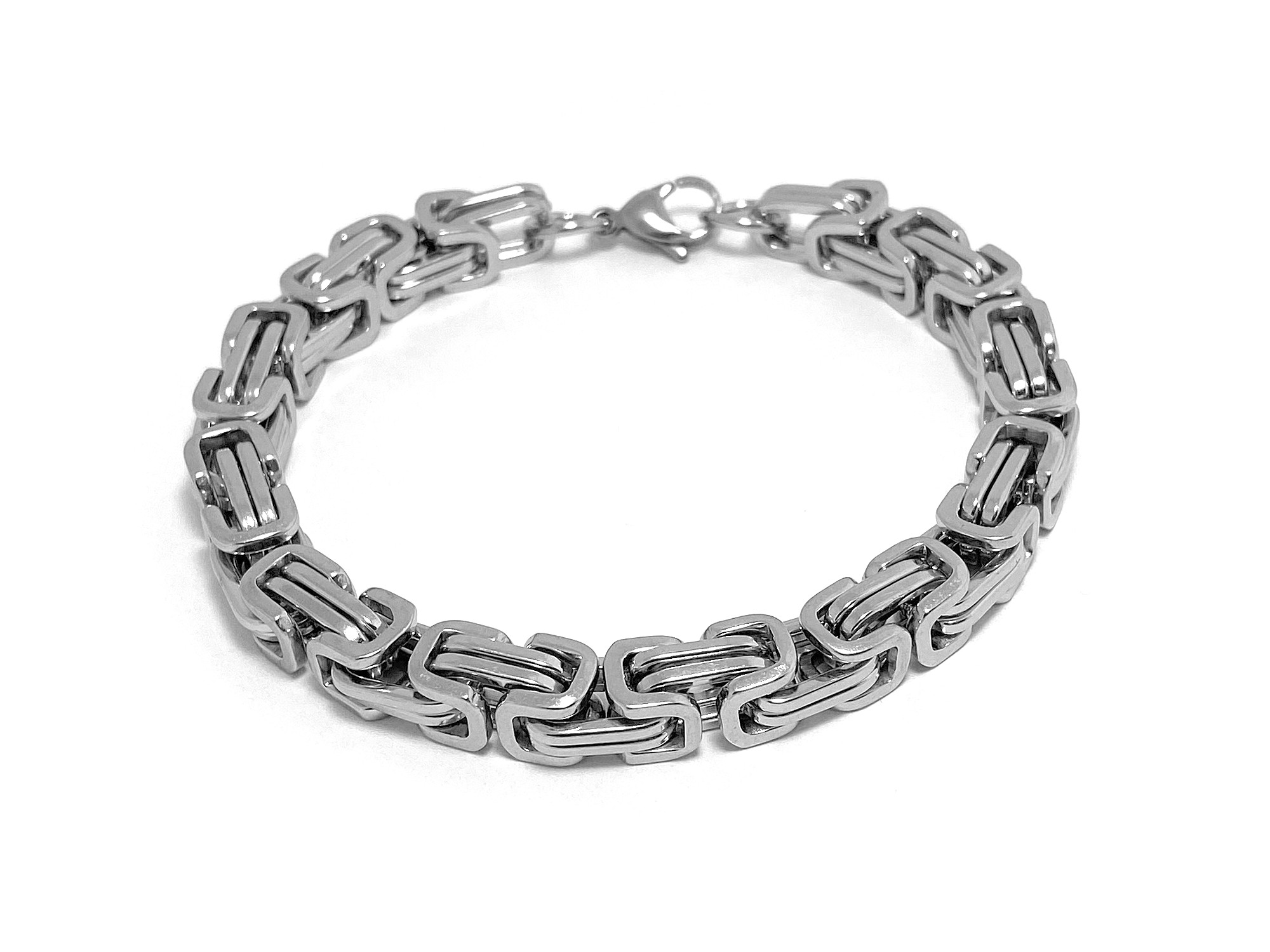 Kungslänk Armband i Rostfritt Stål, Tjock Armbandslänk, Rejält Byzantinsk Länkarmband