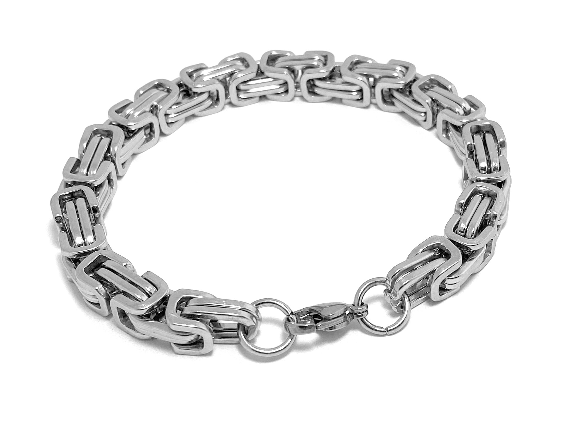Kungslänk Armband i Rostfritt Stål, Tjock Armbandslänk, Rejält Byzantinsk Länkarmband - 2