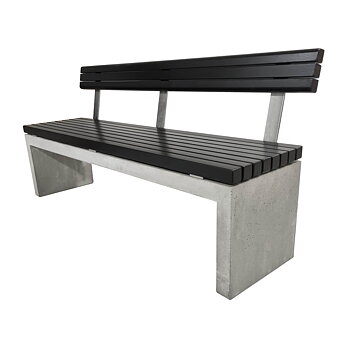 Parksofa - Betongbenk med ryggstøtte Pion, Svartmalt furu