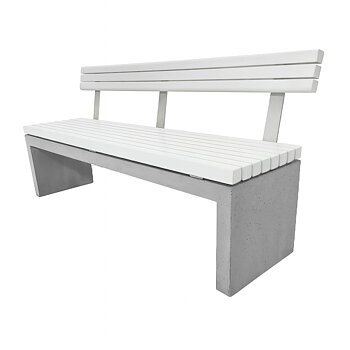 Parksofa - Betongbenk med ryggstøtte Pion, Hvitmalt furu