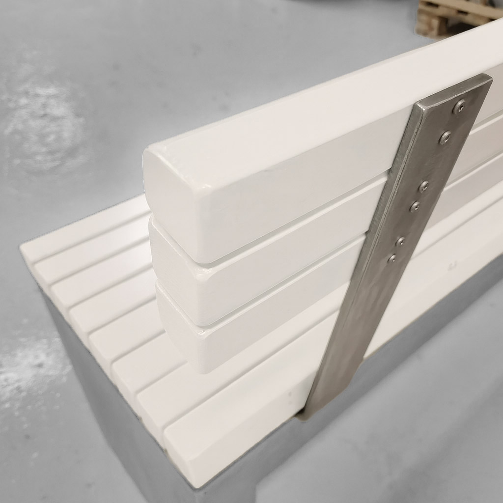 Parksofa - Betongbenk med ryggstøtte Pion, Hvitmalt furu - 4