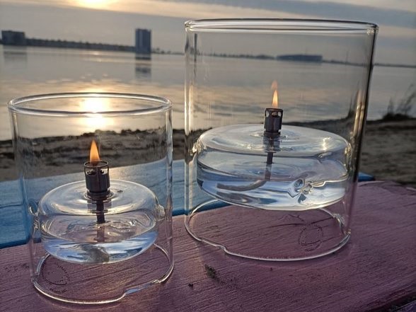 Oil Lamp Glass - Cylinder - 15x17 cm - Silver - 6