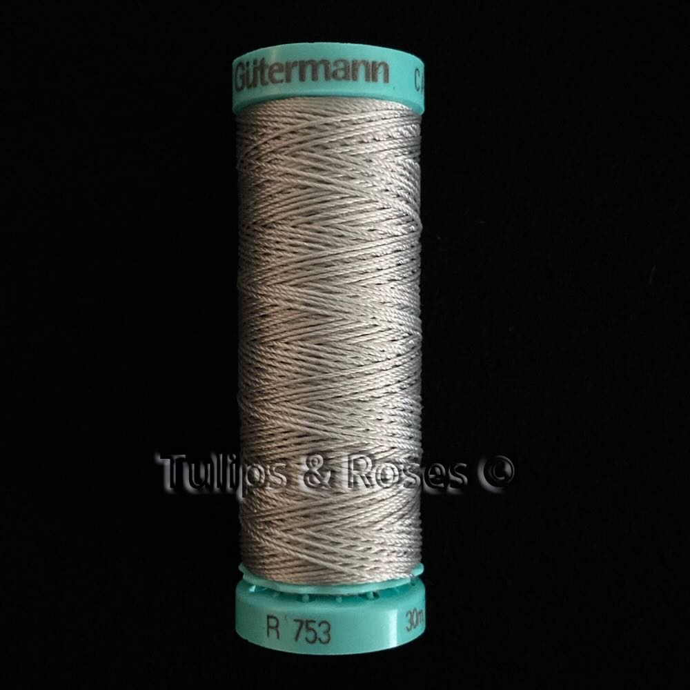Silk thread Gütermann   R753 Silver Grey 8 Twisted extra strong  30 meter