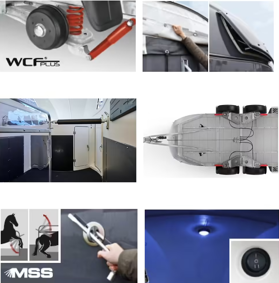 Säkerhetsbom med panikutlösning på Böckmann Portax L SR – snabb frigöring av häst
