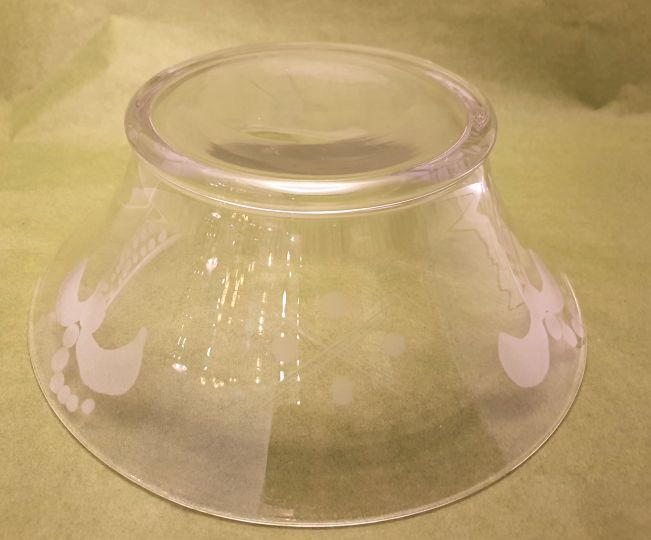 Bowl carved etched stylized palm trees - 3