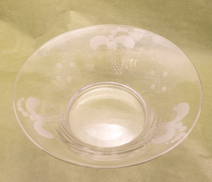 Bowl carved etched stylized palm trees - 2