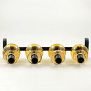 Erik Höglund (1960s) Metal Candleholder with Four Brown Glass Sections 34 cm SH338