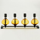 Erik Höglund (1960s) Metal Candleholder with Four Brown Glass Sections 34 cm SH338