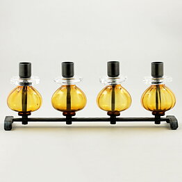 Erik Höglund (1960s) Metal Candleholder with Four Brown Glass Sections 34 cm SH338