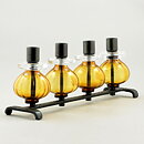 Erik Höglund (1960s) Metal Candleholder with Four Brown Glass Sections 34 cm SH338