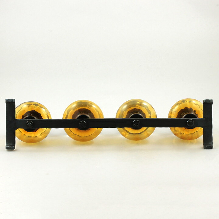 Erik Höglund (1960s) Metal Candleholder with Four Brown Glass Sections 34 cm SH338
