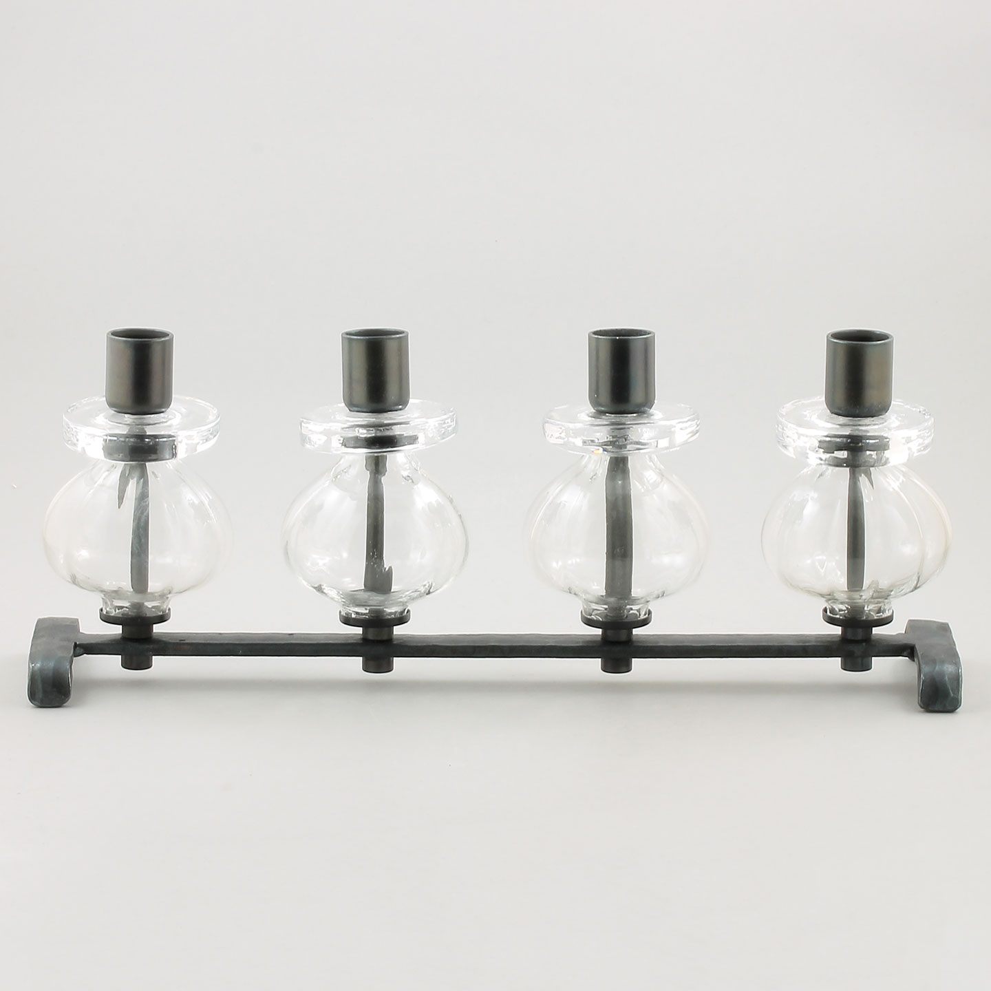 エリック・ホグラン 4個の透明なガラスのキャンドルホルダー 34cm 1960