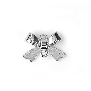 Charm/  connector , Bowknot Silver