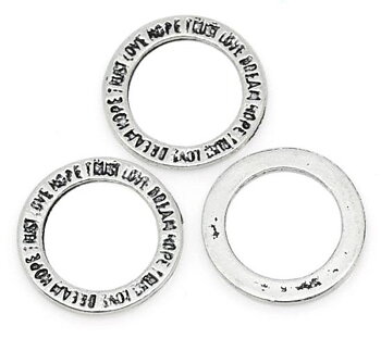  connector oldsilver word pattern ring solid 14mm