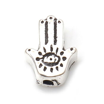 Mellandel/Pärla i antilsilver,  Hamsa hand , silver