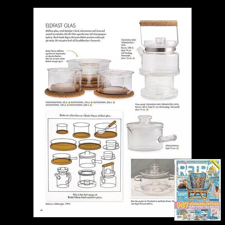 Signe Persson-Melin (Boda Nova 1971) Two Glass Bowls with Cork Coasters 12 cm <with Box>