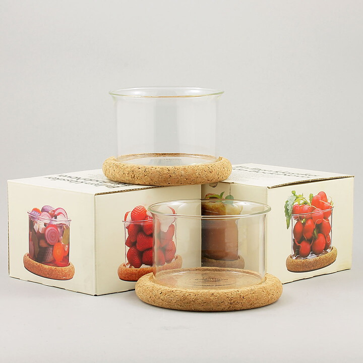 Signe Persson-Melin (Boda Nova 1971) Two Glass Bowls with Cork Coasters 12 cm <with Box>