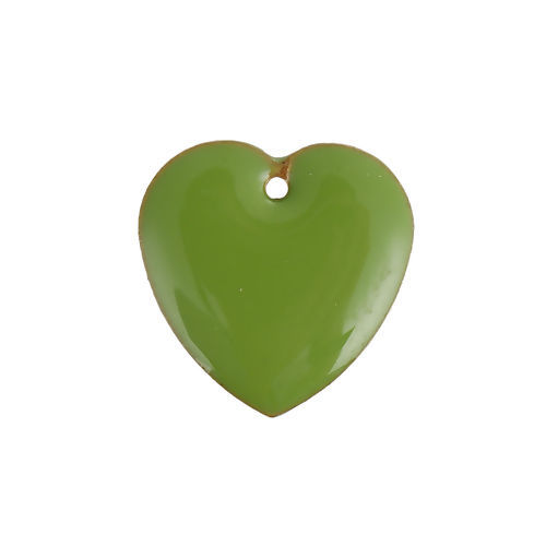 Charm   Enameld heart 16mm, Green
