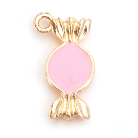 Charm ,  Candy  enamel Gold & Lt Pink