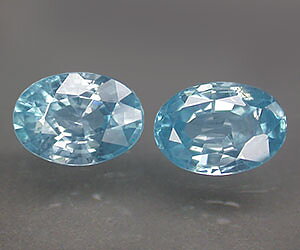 Impresionantes gemas de circón azul natural ovaladas de 7x5 mm combinadas de 2,33 ct