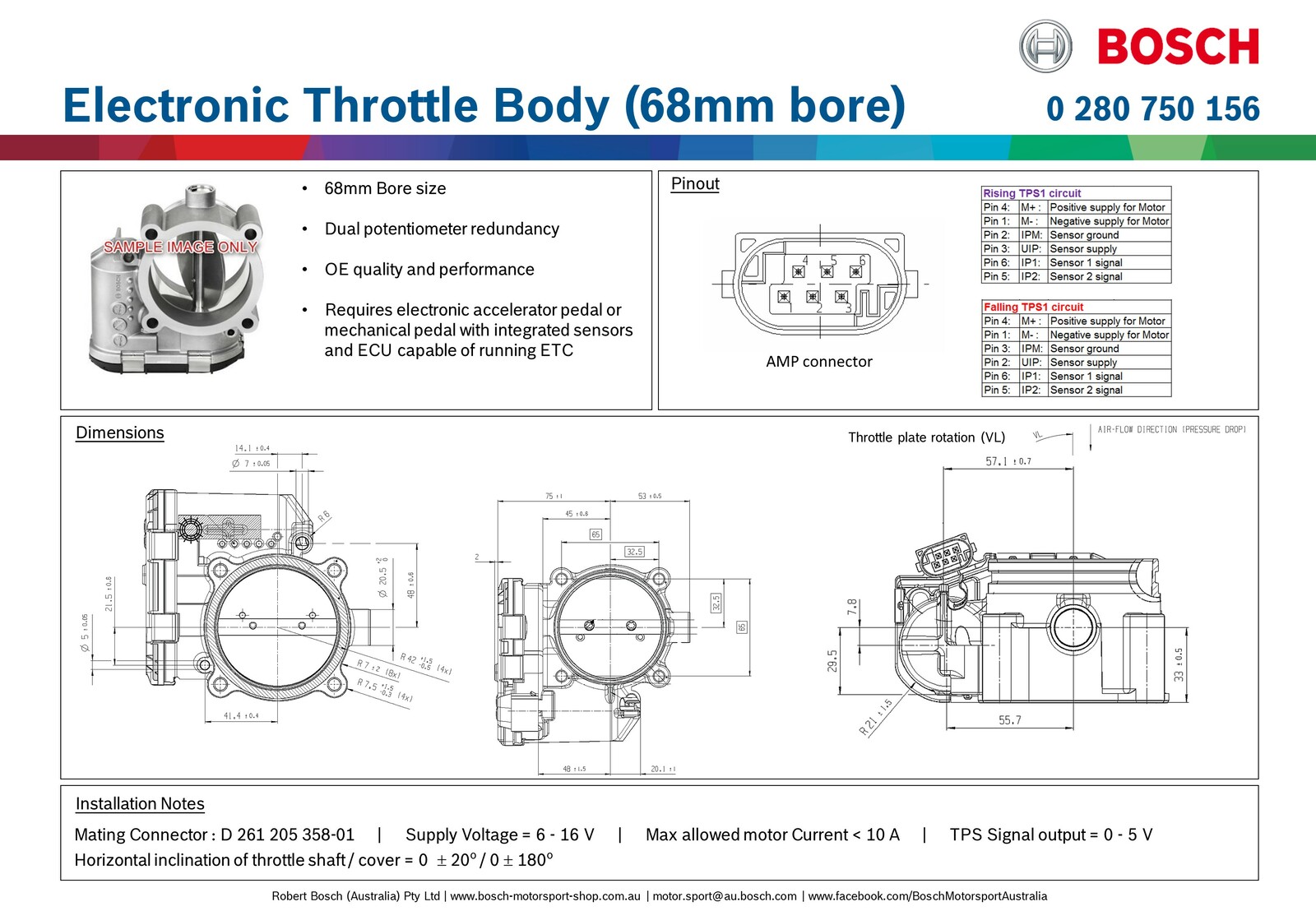 E-Gas throttle Ø68mm Bosch 65x65mm cc - 2