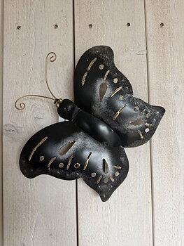 Väggdekoration Fjäril, svart/guld 28x24 cm - Different Design