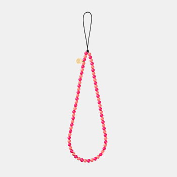 Mobil Strap - Runda Pärlor Rosa/Röd