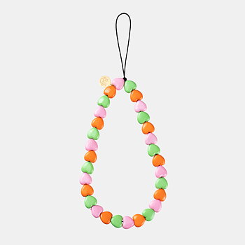 Mobil Strap - Hjärtan Orange/Rosa/Grön