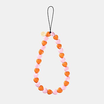 Mobil Strap - Hjärtan Orange/Rosa