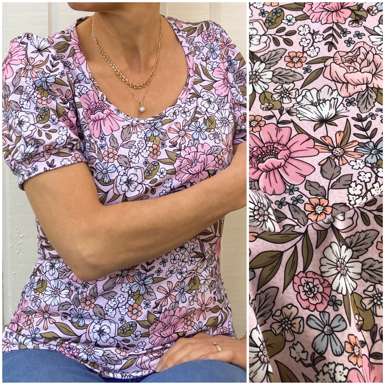 SLUTSÅLT! Jerseytyg ekologisk bomull,  "BLOSSOM", metervara, 
