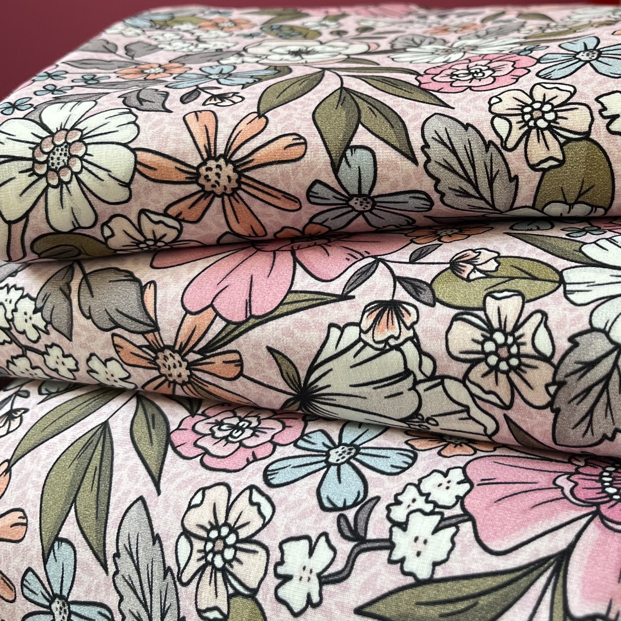 SLUTSÅLT! Jerseytyg ekologisk bomull,  "BLOSSOM", metervara,  - 5