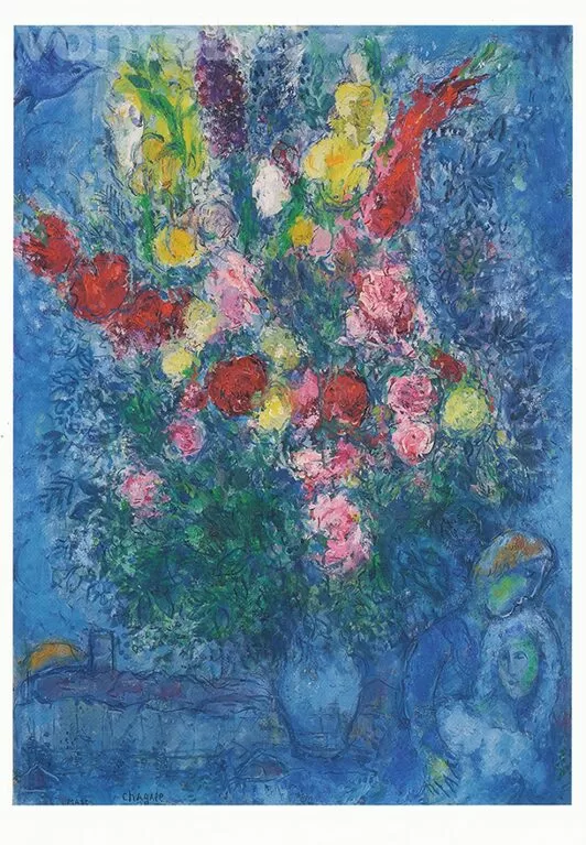 The Lovers' Bouquet on Blue Backdrop (1965), Greeting Card