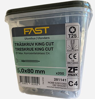 Träskruv TFT 5,0X80 ZFMAX BRK=200 Nettoprisad artikel