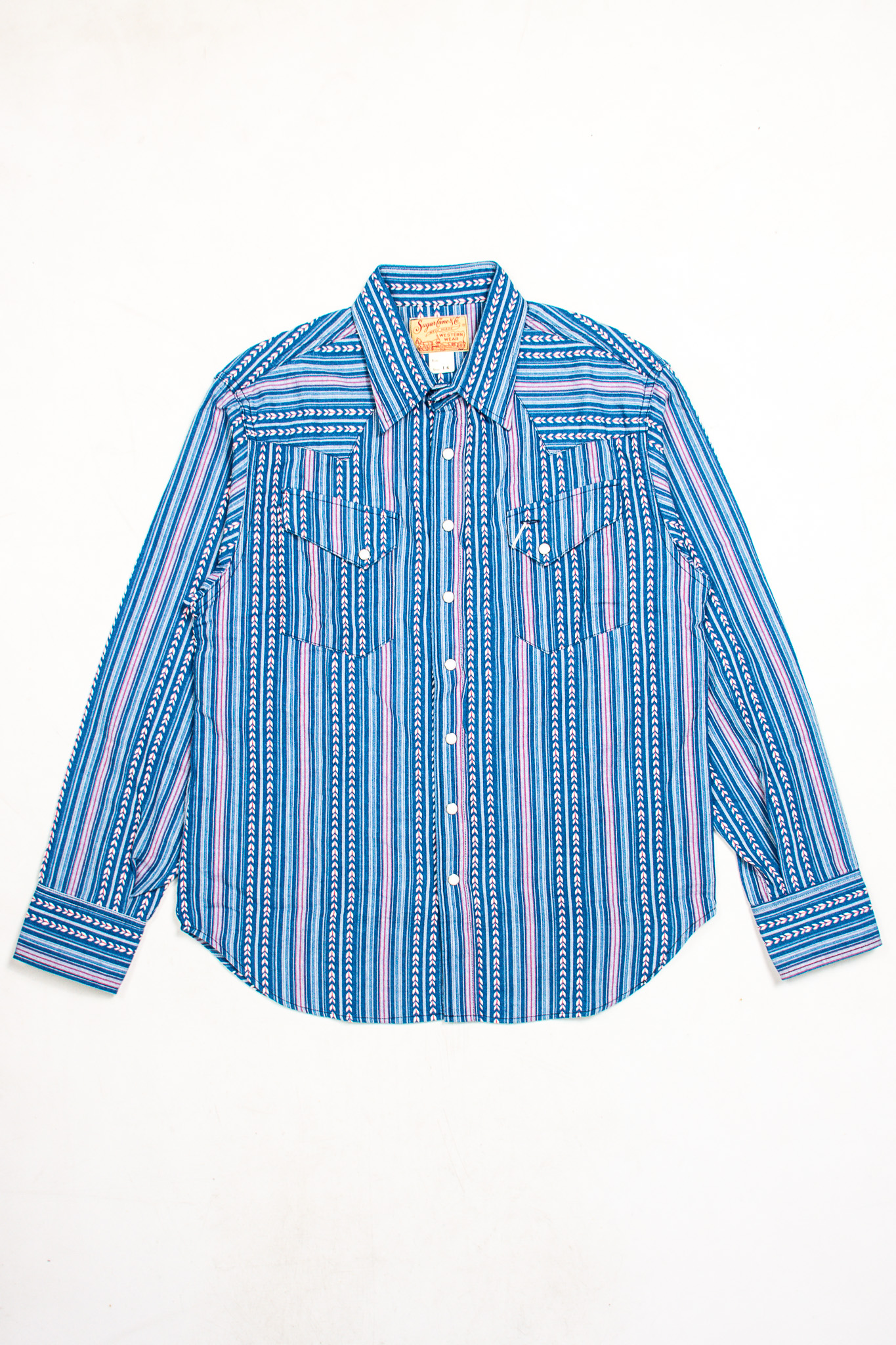 Sugar Cane - Native American Stripe Western Shirt Indigo - Göteborg ...