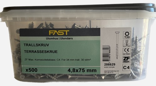 Trallskruv 4,8X75 ZFMAX HNK=500 Nettoprisad artikel - 2