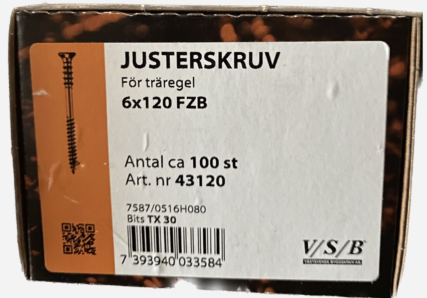 Justerskruv Trä 6X120 FZB 100/förp. Nettoprisad artikel - 3