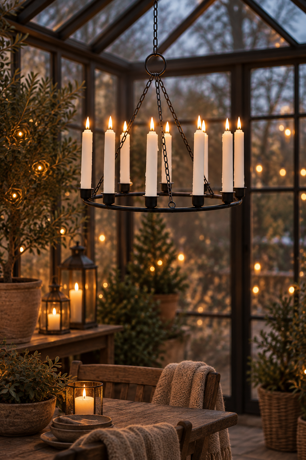 Chandelier - Black - Crown candle/Tealight - Metal - Ø: 36 cm - 5