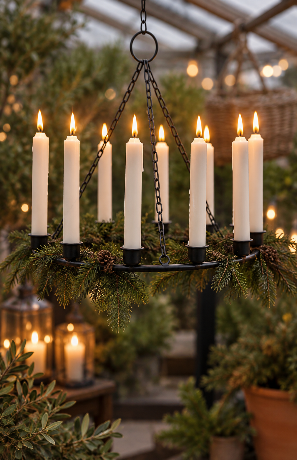 Chandelier - Black - Crown candle/Tealight - Metal - Ø: 36 cm - 2