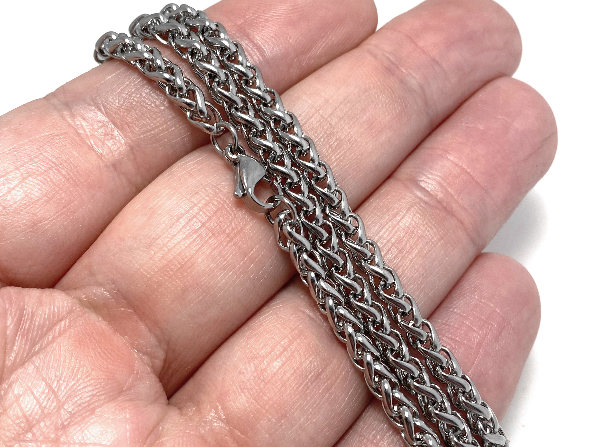 4 mm Tjock Kedja i Rostfritt Stål, 60 cm lång Nickelsäker Vikingakedja, Viking Smycke - 3