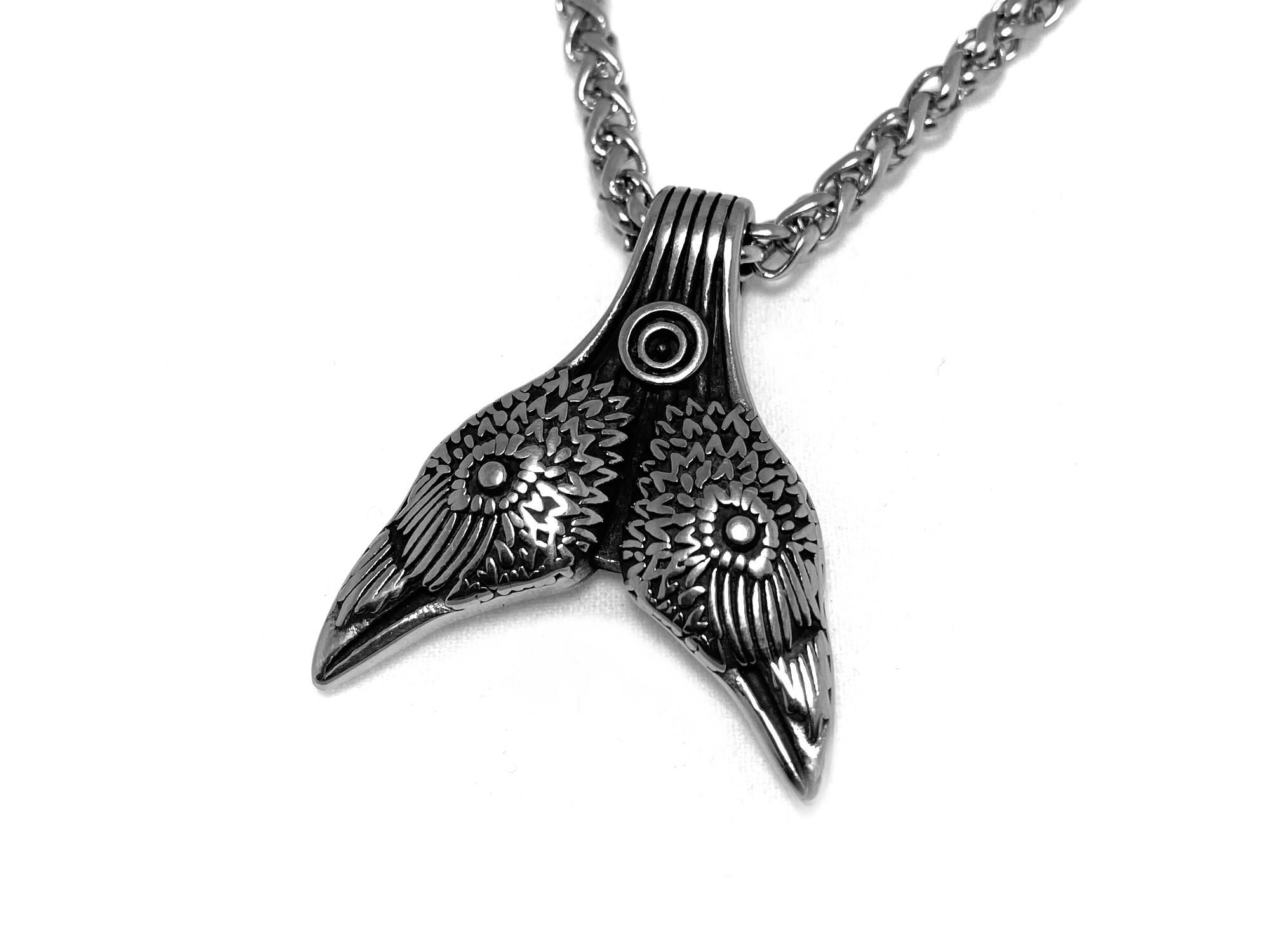 Torshammare med Odens Korpar Hugin och Munin, Mjölner Vikingasmycke i Rostfritt Stål - 2