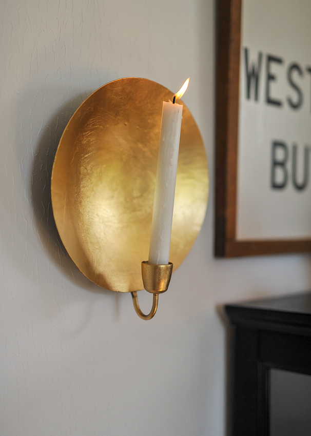 Wall candle holder - Lamp - Candle holder - Gold - Round - 24.5×8×28 cm