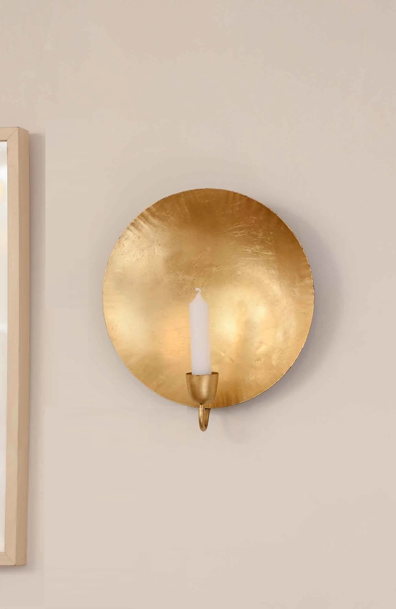 Väggljusstake - Lampett -Ljusstake - Guld - Rund - 24,5×8×28 cm - 6