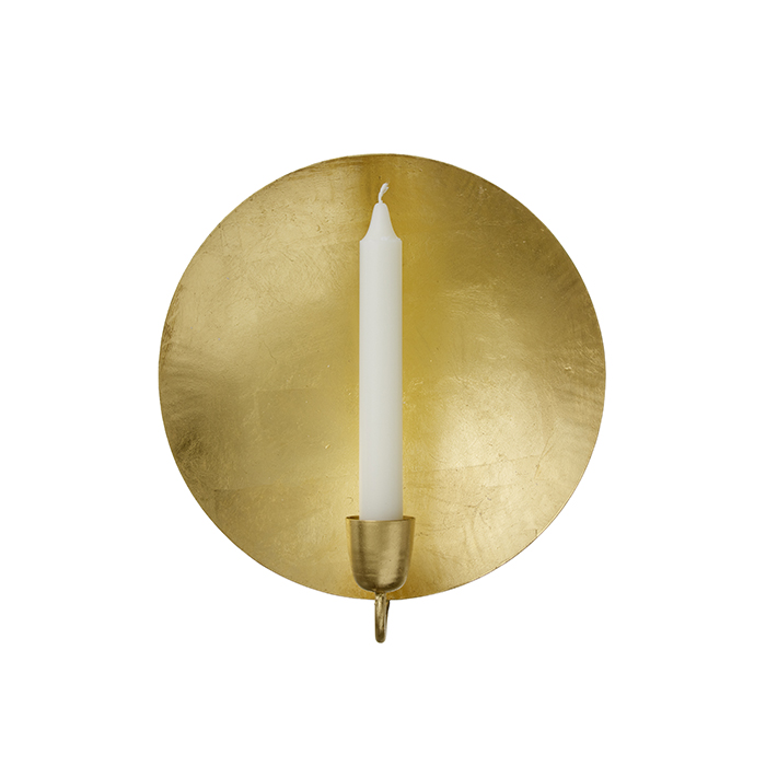 Väggljusstake - Lampett -Ljusstake - Guld - Rund - 24,5×8×28 cm - 5